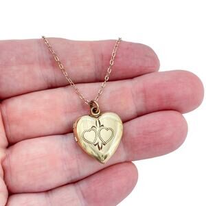 Vintage Gold Filled Heart Locket Necklace 19.5"